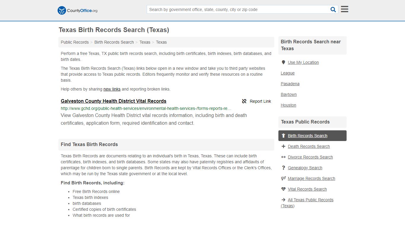Texas Birth Records Search (Texas) - County Office